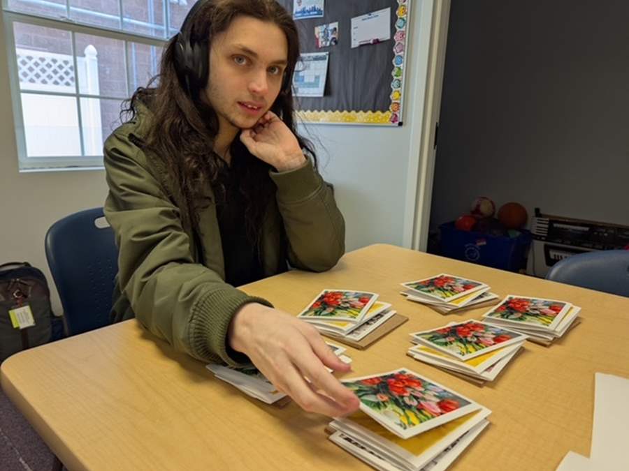 Ben making cards