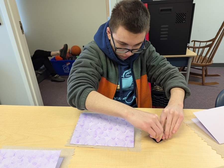 Justin making cards